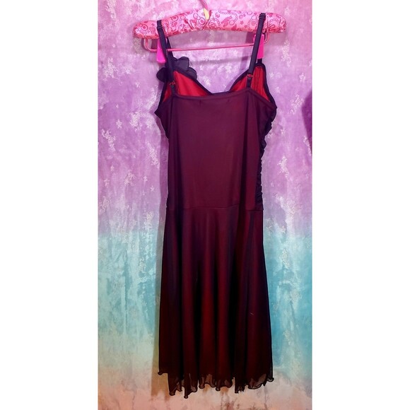 La Belle Dress Vintage Burgundy Frilly Ruffle Ruched Dance Prom Y2K Goth Flower - Picture 2 of 9